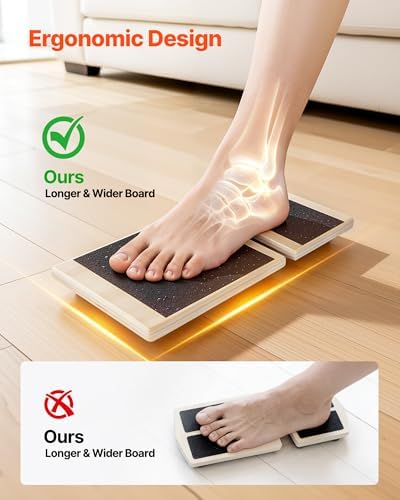 VEVOR Balance Board, 2-in-1 Wobble Board Trainer for Adults, Premium Wooden Balance Training Equipment, with Roller, Magnetic Stoppers, Storage Rack, for Core Workouts, Surf Trainer & Physical Therapy