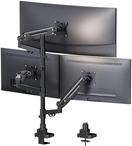 Triple Monitor Mount for up to 35’’ Ultrawide Screens, Heavy Duty,Black
