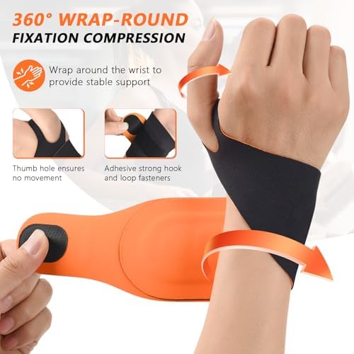 Wrist Brace for Carpal Tunnel Relief, Ultra-Thin Wrist Wraps Ice Compression for TFCC Tear, Repetitive Wrist Sprain, Tendonitis, Ulnar Wrist Night Support One Size Fits for Left & Right Hand