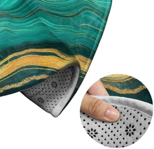 Highly Premium Quality Floor Mat, Office Chair Decor Mat, Room Sofa Yoga Soft Round Carpet Teal Turquoise Green Gold Black Marble