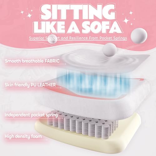 Pink Gaming Chair Cute with Cat Ears Paw Lumbar and Cushion,Ergonomic Computer Chair with Footrest,Reclining PC Game Chair for Girl Computer Chair 300lbs for Adult