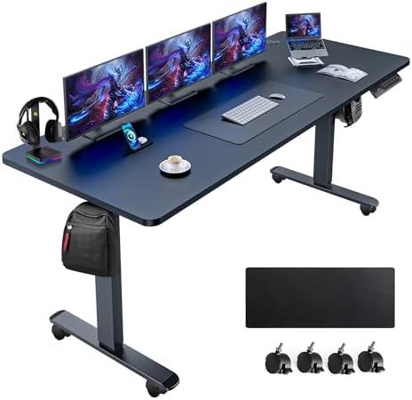 farexon 63x24 Inch Electric Standing Desk with Mouse Pad, Black