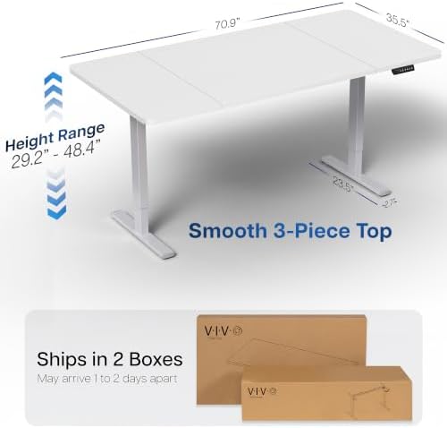 VIVO White 71 x 36 in Standing Desk, DESK-KIT-1G7W-36