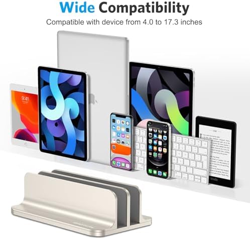 OMOTON Dual Vertical Desk Laptop Stand Holder, Fits MacBook Air, Starlight