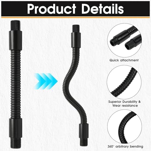19.6" Gooseneck Tubing Flexible 5/16" Male thread Alloy Steel Metal Arm Universal Bendable Extension Hose for DIY Lamps Microphone Stands Inspection Cameras
