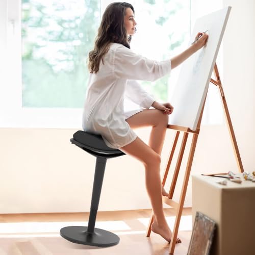 HOMCOM Standing Desk Chair Ergonomic Backless Stool 22.2-28.1 Inches Black