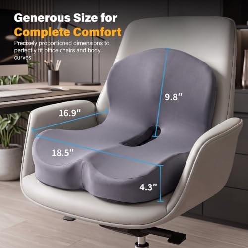 CHANCEE X-Large Ergonomic Seat Cushion with Lumbar Support (Dark Grey)