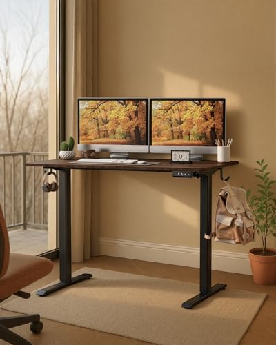 Standing Computer Gaming Office Desk - 48 x 24 Inches Adjustable Stand Up Electric Height Rising Table with Memory Presets for Home Study Writing PC Work, Modern Simple Walking Sit Desk, Easy Assembly