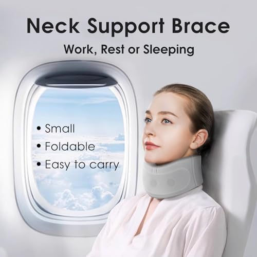 RESTCLOUD Neck Brace for Neck Pain and Support, Neck Support Brace, Adjustable Cervical Collar, Gray, 3" Tall, 19.5" Long