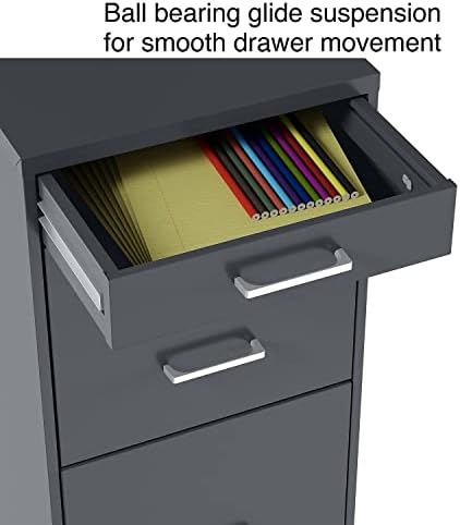 Staples 3-Drawer Vertical File Cabinet, Letter Size, Lockable, Charcoal