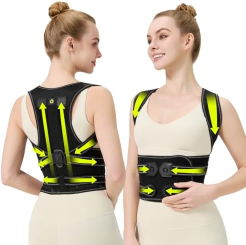 aoFIT Back Brace Posture Corrector for Women, Upgraded Upper Back Support Helps Neck, Shoulder & Back Pain Relief, Comfortable Spine Support Belt for Office, Work and Home Daily Use