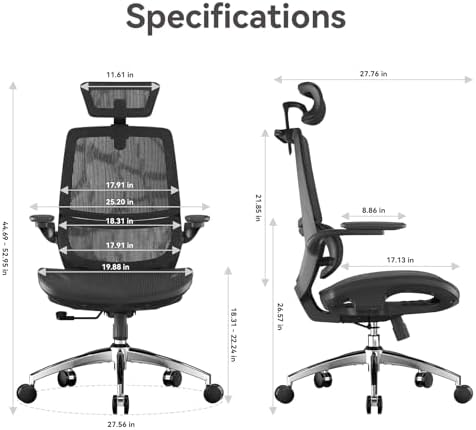 SIHOO M59AS Ergonomic Office Chair, Adaptive Lumbar Support, 2 Packs, Black