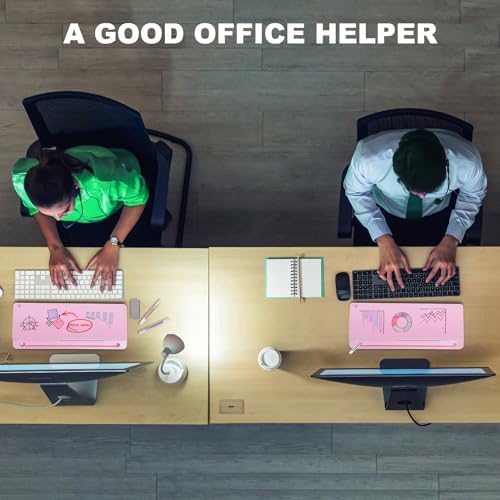 TSJ OFFICE Desktop Whiteboard Dry-Erase-Board - Computer Keyboard Stand White Board Surface Pad with Drawer, Desk Organizers with Accessories for Office, Home, School Supplies - Complete Pink
