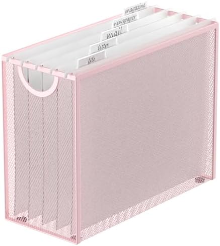 Sinboun Hanging File Organizer Includes 5 Hanging Folders for Office, Pink