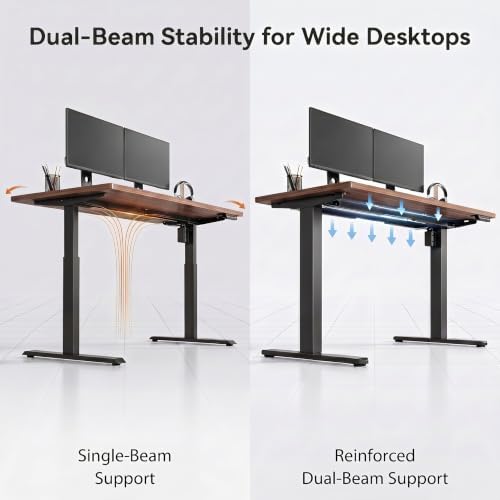 HUANUO Electric Standing Desk Frame with Double Crossbeam,Black Frame Only