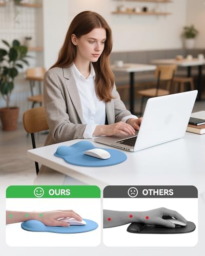 Mouse Pad with Wrist Rest for Desktop Large Ergonomic Mouse Mat(Denim Blue)