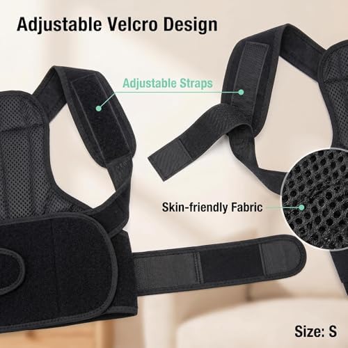Posture Corrector for Men Women, 4 Support Rods Full Back Brace, Adjustable Breathable Shoulder Straightener, Invisible Upper Lower Back Support, Neck Shoulder Lumbar Pressure Relief for Office Daily Wear