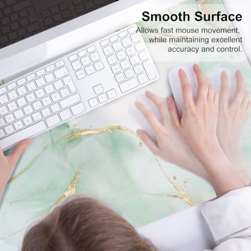 QIYI PU Leather Large Mouse Pad, Waterproof Desk Mat, 31.5" x 15.7", Marble