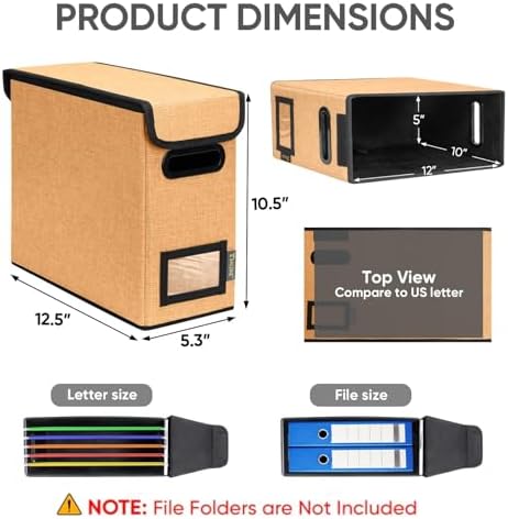 BALEINE File Organizer Box with Lid, Collapsible Hanging File Storage Box