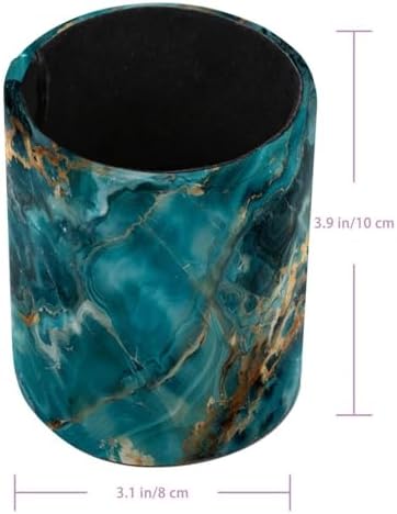Pen Holder for Desk, Teal Turquoise Marble Pencil Holder Desk Organizer, Large Capacity Pen Cup Makeup Brush Holders Desktop Office Supplies Storage Organizer