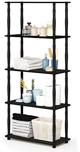 Furinno Turn-N-Tube 5-Tier Multipurpose Shelf / Display Rack / Storage Shelf / Bookshelf, Classic Tubes, Espresso/Black