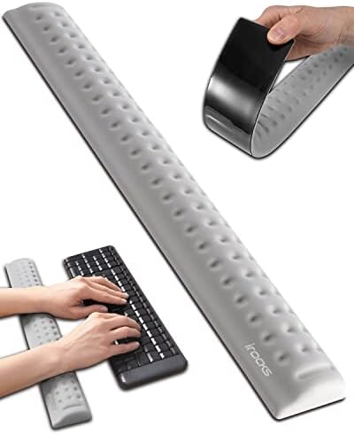 i-Rocks Memory Foam Keyboard Wrist Rest - Pain-Reducing Wrist Rest for Computer Keyboard - Non-Slip Rubber Base Wrist Rest - Cooling Keyboard Pad for Long Hours of Work, Studying, Gaming