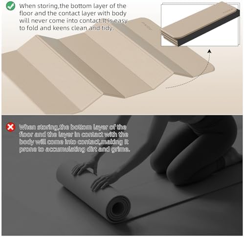 PAIDU Foldable Yoga Mat 10MM Thick 75‘’x40‘“ Quick Fold Easy Storage