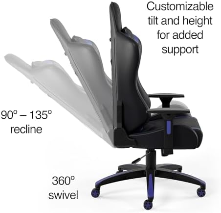 STAPLES Emerge Vartan Gaming Chair, Adjustable Height, Swivel, Blue