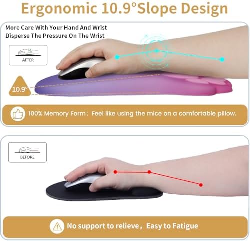L-SPOUTTO Ergonomic Mouse Pad with Wrist Rest,Pink Mouse Pad Wrist Support