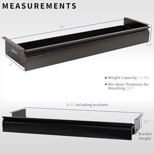 VIVO 33 inch Under Desk Slide Out Drawer without Shell, Home Office Storage Organizer, Black, DESK-AC03A-33B