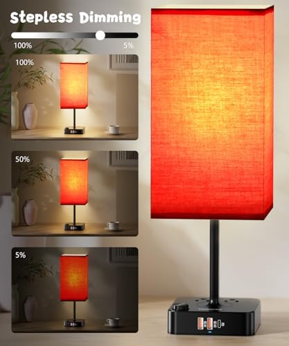 cozoo RGB Remote Bedside Lamp 16 Color Dimming for Nightstand Table Red