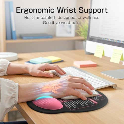 Mouse Pad with Wrist Rest - Ergonomic Memory Foam Excel Office Shortcut