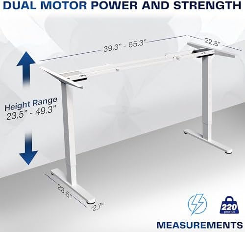 VIVO Electric Dual Motor Stand Up Desk Frame for 40 to 85 inch Table Tops, Frame Only, 3 Stage Height Adjustable DIY Workstation with Memory Controller, White, DESK-V103EW