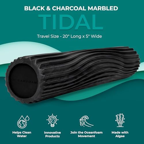 Oceanfoam Tidal Roller, Foam Roller for Exercise (Black & Charcoal Marbled)