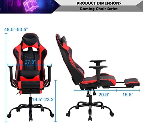 Gaming Chair Racing Style Office Computer Game Chair Ergonomic Desk Chair with Headrest Lumbar Support,High Back Gamer Office Chair Massage Recliner Video Game Chairs for Kids or Adults,Red