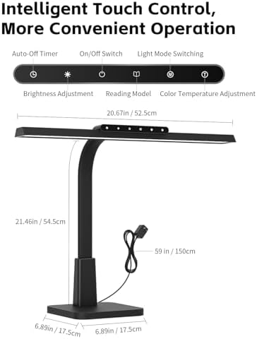 Desk Lamp with Stable Base, 1600LM Computer Desk Light with Timer Function