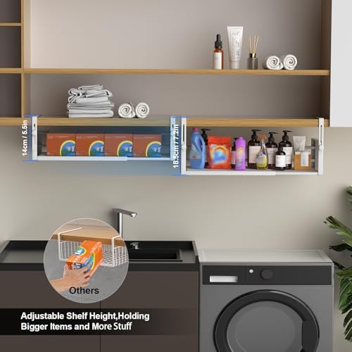 AmonHouseware 2Pack Expandable Under Shelf Storage Basket Organizer, White