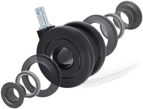 AXL Hubless Office Chair Wheels, 2.8 Inch Rubber Caster Replacement, Modern Silent Rolling Desk Chair Casters for Hardwood Floors & Carpet, Smooth Glide Universal Fit 11x 22mm, Set of 5 (Black)