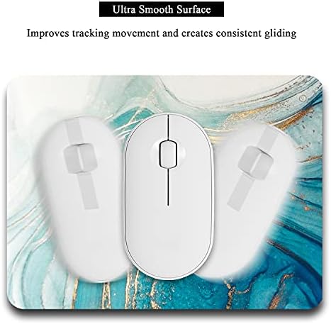Small Mouse Pad, Mini Mouse Pad 6 x 8 Inch, Thick Rubber Waterproof Mouse Mat, Cute Mousepad for Women Men Kids Wireless Mouse Mini Laptops Keyboard Tray Home Office Travel, Teal Gold Marble