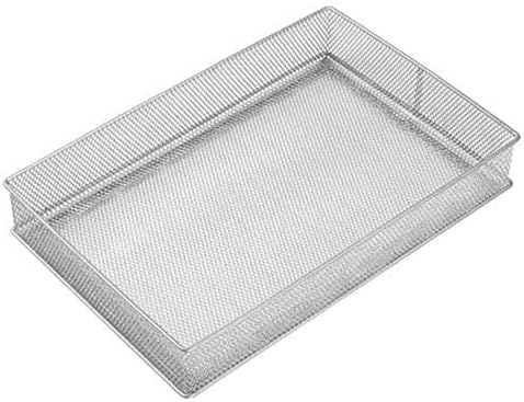 YBM Home Silver Mesh Drawer Organizer and Storage for Kitchen Drawers, Serves as School Supply Holder, Office Desktop Organizer Basket, Makeup and Craft Supplies Organization, (1 Unit, 8x12x2 Inch)