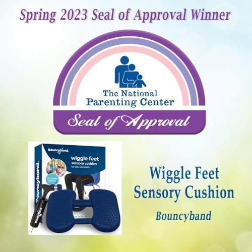 Bouncyband Wiggle Feet, Dark Blue, 6 Pack – Sensory Foot Cushion Quietly Facilitates Movement to Help Improve Concentration - 12” x 9” x 2.5” Sensory Tool, Ideal for The Classroom, Work, or at Home