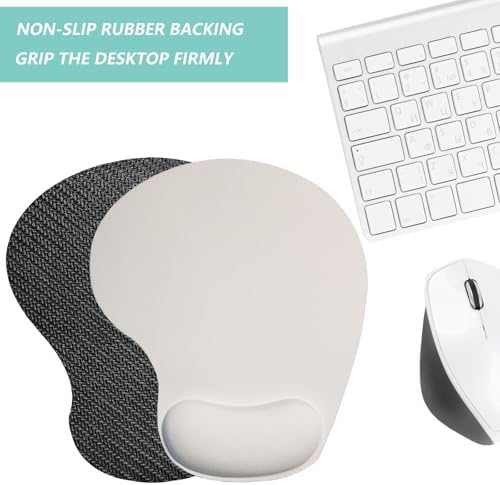 Mouse Pad with Wrist Support, Ergonomic Mouse Pads with Memory Foam Wrist Rest, Easy Typing Pain Relief, Comfortable Home Office Computer Wrist Support Pads for Working Studying Gaming, White
