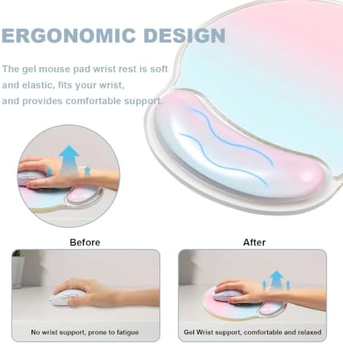 Gel Wrist Rest and Mouse Pad for Keyboard and Mouse, Ergonomic Mousepad Set
