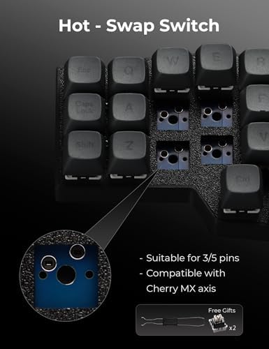 YIVU 40% Corne Wireless Split Keyboard, QMK/VIALProgrammable, Columnar-Staggered Ergonomic Layout, Hot Swappable Standard Profile MX Linear Switches, PBT Keycaps