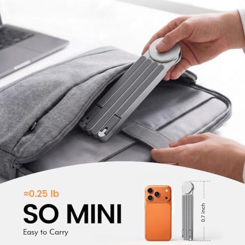 [Ultra-Slim] Foldable Portable Laptop Stand for Desk, 6 Level Height Ergonomic Laptop Riser for Business Trip Library Cafe Computer Holder fit 10-15.6" MacBook Neo Air HP Dell Lenovo - Silver