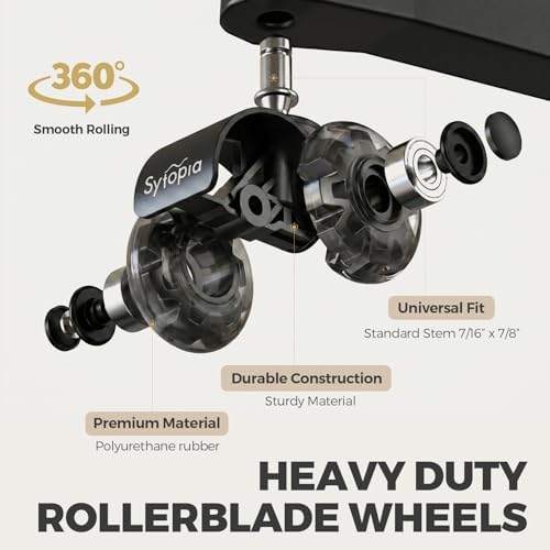 Office Chair Wheels, 2 Inch Rubber Rollers, Heavy Duty, Safe for Hardwood Floors, Carpets, Mats, Universal Size 11x22mm, Smooth and Quiet, Dark Grey, Set of 5