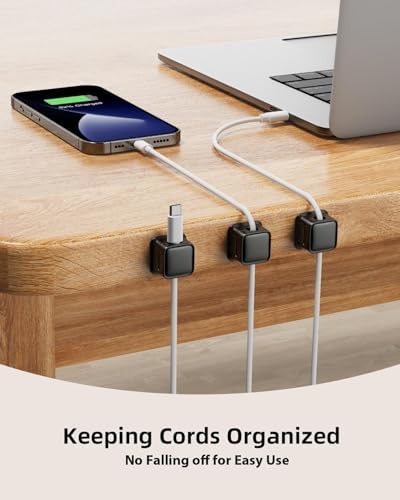 18 Pack Cord Organizer, Magnetic Cable Clips, Under Desk Management, Black