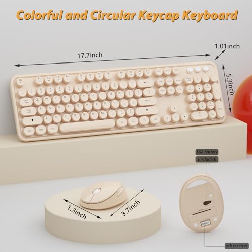 KOOTOP Cute Colorful Wireless Keyboard and Mouse Combo