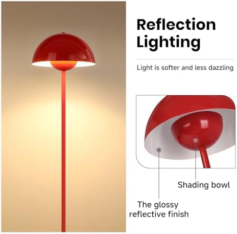 Coucrek Red Floor Lamp, 66'' Industrial Standing Lamp for Living Room