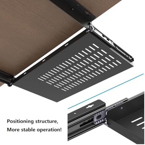21 inch Sliding Under Desk Laptop Mount Tray with Air Vents